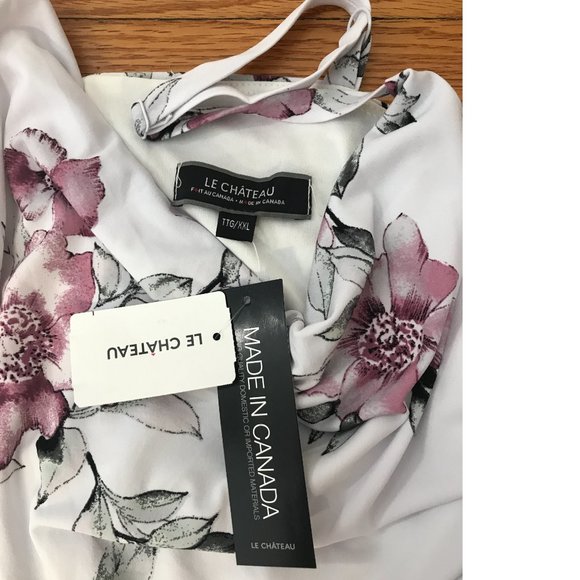 Le Chateau Drape PLUS SIZE formal floral white pink knit bodycon wedding dress - Picture 6 of 7